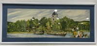 (AM) Framed Artwork Of Sweden River Appr 37x16.5