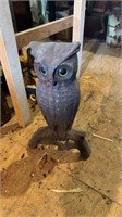 1 one Cast-iron owl andiron with glass eyes