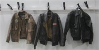 Three Leather Flight Jackets Largest 42