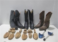 Three Pair Of Cowboy Boots W/Shoe Trees See Info