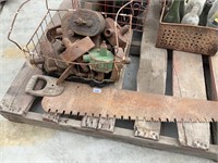 ANTIQUE SAW AND QTY OF STEWART CLIPPING MOTORS