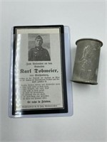 WWII TRENCH ART CANDLEHOLDER AND GERMAN SOLDIER