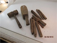 2 Wooden Hammers and Barn Pegs