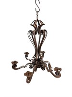 French 6 Arm Iron Basket Light with Scrolls
