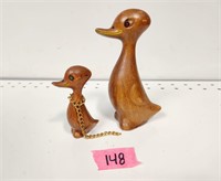 Vtg Wooden Duck Figurines