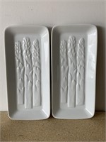 Pair Fitz & Floyd Asparagus Porcelain Trays
