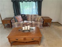 Couch, coffee table and end tables and center