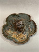 Bronze Art Nouveau Card Tray / Pipe Rest