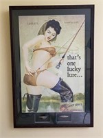Vintage Framed Lucky Lures Poster w/Lures