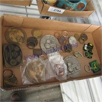 JD box--key fobs, belt buckle, tokens