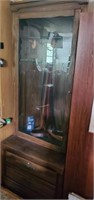 Lighted Wooden Glass Front Gun Cabinet W/ Stand