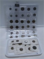 TRAY: EARLY CDN PENNIES & OTHER FOREIGN COINS