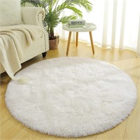 Fluffy White Round Area Rugs