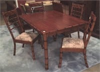 Bamboo motif dining table and chairs with leaf