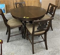 ROUND TOP TWISTED LEG PUB TABLE/4 BAR CHAIRS