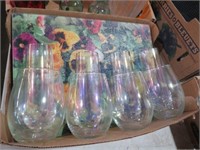 IRIDESCENT GLASSES & GLASS CUTTING BOARD