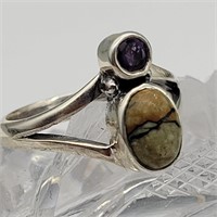 925 SILVER & STONE RING SZ 7