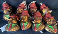 8 Pcs. 4-1/4'' Glass Bear Bust Ornaments