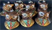 7 Pcs. 4-1/4'' Glass Owl Ornaments