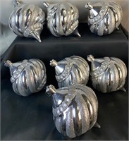 7 Large Silver Swirl Ornaments