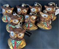 8 Pcs. 4-1/4'' Glass Owl Ornaments