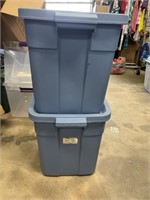 Two small Rubbermaid roughneck totes blue