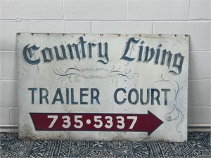 Metal country living trailer ct advertising sign