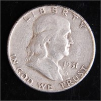 1951 Franklin Half-Dollar Silver Coin