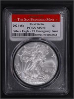 2021-S $1 American Silver Eagle PCGS MS70 FS