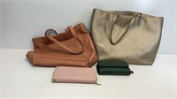 (2) tote bags and 2 wallets. One purse is Ana,