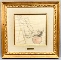 Odilon Roche, Nu a la Chaise Watercolor Sketch