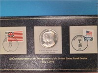 US Silver 1 ounce medal in USPS First Day Stamps p
