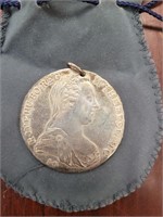 Silver Maria Theresa Thaler Coin with jewelry moun