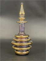 Egyptian Hand Blown Glass Gold Perfume Bottle