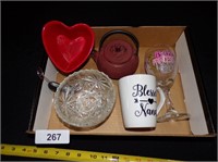 Cast Iron Teapot w/ Strainer, Mug, Stemmed Glass,+