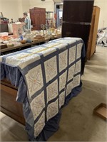 Hand Stitched Quilt With Embroidered Blocks Full