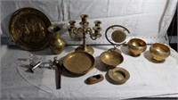 BRASS DISHES, CANDLE HOLDERS, BOWLS, PLATES