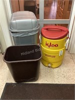 Trash Cans & Igloo 5 Gallon Jug