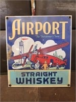 Vintage airport straight whiskey metal sign
