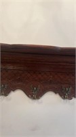 Vintage Handcarved oak shelf with brass Angel