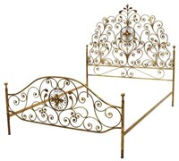 ITALIAN PEACOCK STYLE GILT IRON BED, EARLY 20TH C