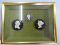 Soft Porcelain Cameo Buttons in Shadow Box.