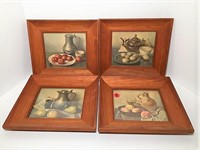 Kitchen Prints in Coved Frames - Lot of 4