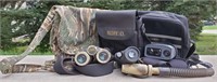Lot of Hunting Scopes and Binacular, Satchels,