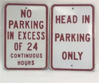 Embossed Metal No Parking/Head in Parking Signs