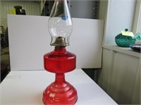 Glass Oil Lamp Red Base