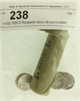 (+/-50) 1955-D Roosevelt dime roll uncirculated