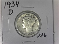 1934-D Mercury Dime