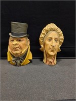 2 Vintage Bossons chalkware heads