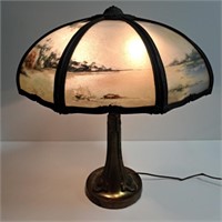 Antique Reverse Painted Lamp